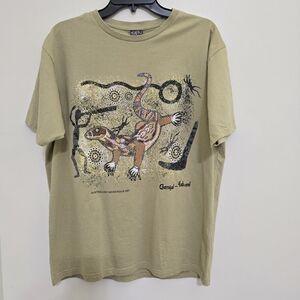 AUSTRALIAN Indigenous Art size Large T-Shirt S&N Creations‎ Danny Eastwood Olive